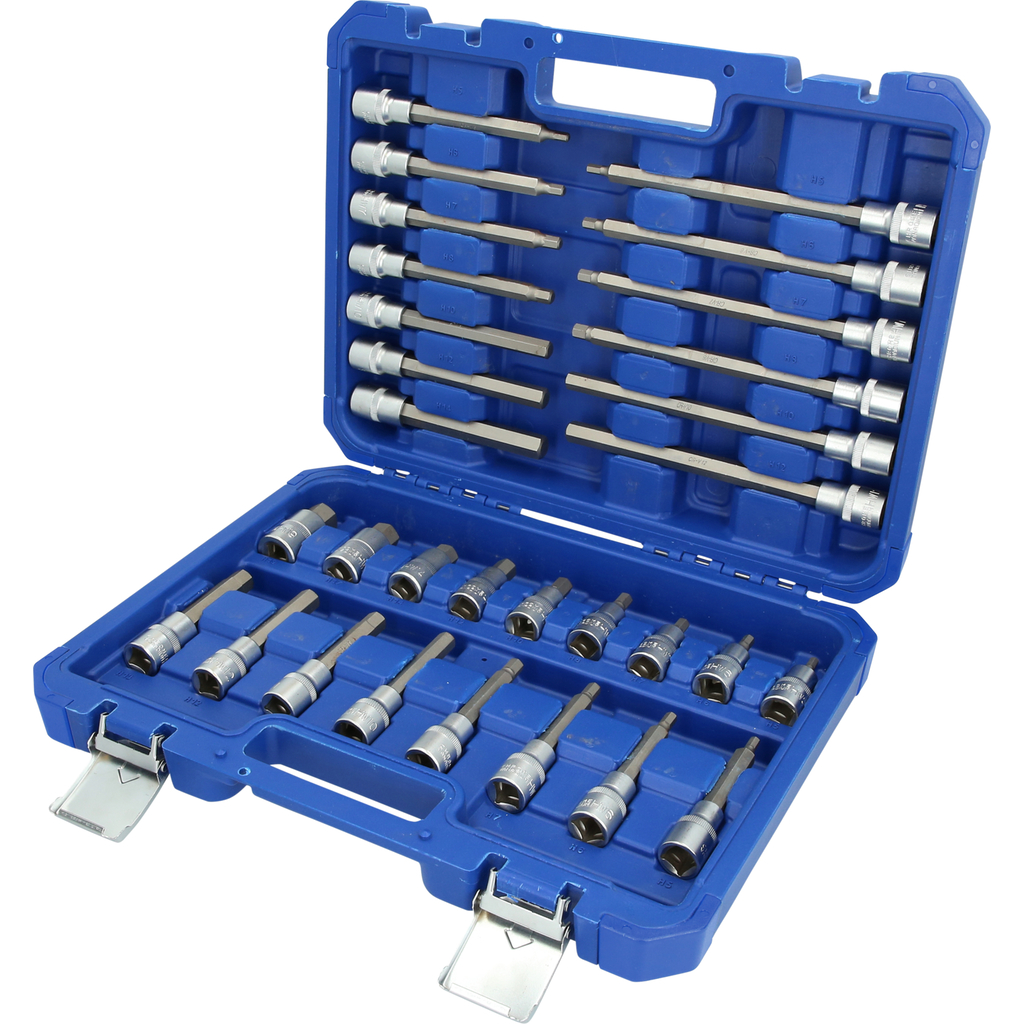 Jeu de clés à douille 1/2", 30 pcs, profil six pans creux